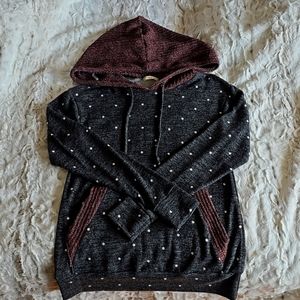 12pm by Mon Ami Small Hooded Sweater Grey Burgundy